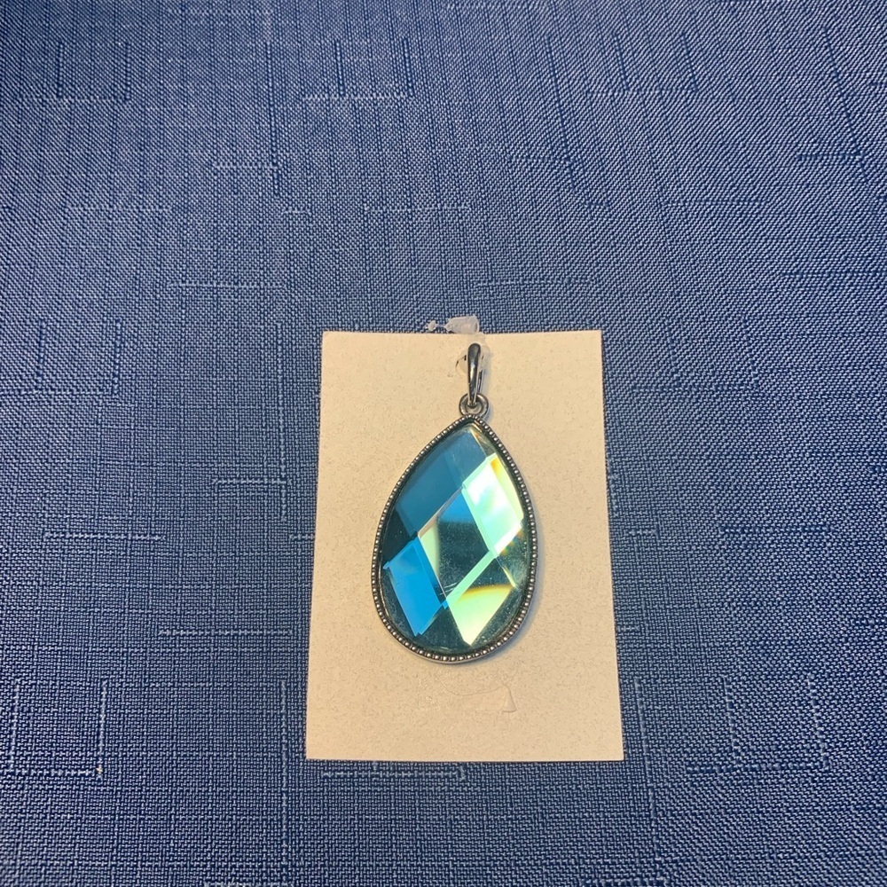 2/$13 Checkerboard Blue Stone Pendant